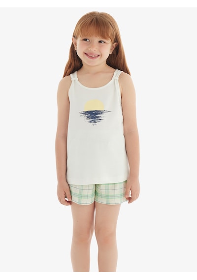 Kız Çocuk Pijama Takımı 60564 - Krem Krem