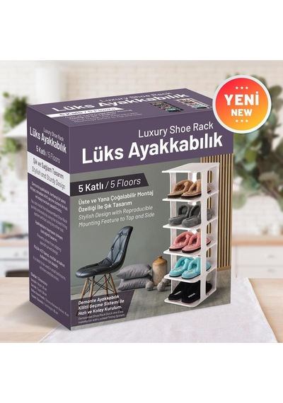 3 Adet Vesken 5 Katlı Ayakkabılık - Çok Amaçlı Raf - Tasarım Ayakkabılık 001