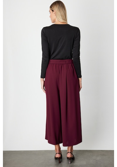 On Fashion Beli Deri Kemerli Pileli Pantolon Bordo