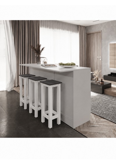 Gora Tabure - 40cm - Bar Sandalyesi - Bar Taburesi Beyaz - Antrasit