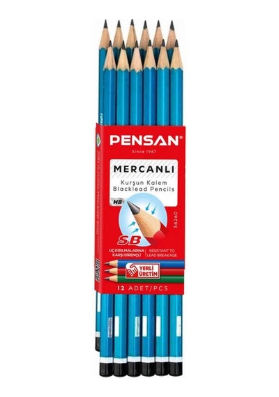 Pensan Mercanlı Kurşun Kalem - 12 Adet Siyah