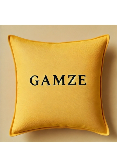 Kişiye Özel Nakışlı Home Daily Series Güneş Sarısı Rengi Kırlent Yastık Kılıfı Güneş Sarısı