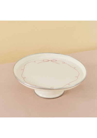 Rebel Bow Emaye Pasta/kek Sunum Standı 24 Cm Fildişi