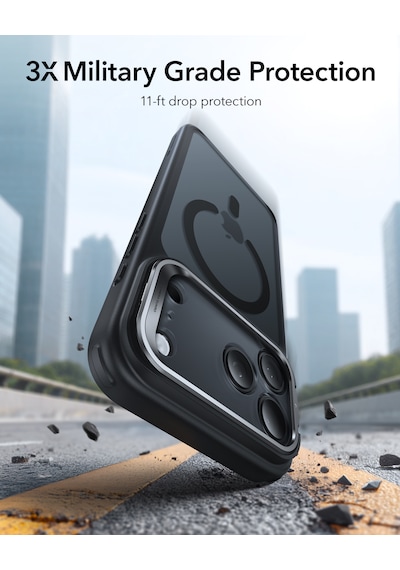 Esr Apple Uyumlu iPhone 17 Pro Classic Hybrid Magsafe Standlı Kılıf - Kamera Kontrol Buton - Buzlu Siyah Buzlu Siyah