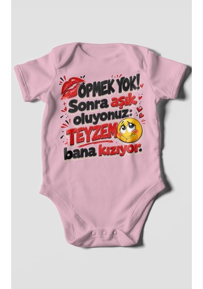 Morivokids Teyzeye Özel Kısa Kollu Bebek Body %100 Pamuk Zbn156-kk Koyu Pembe
