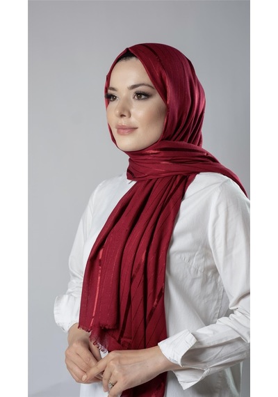 Hürrem Bone Bordo Çizgili Şal Viskon Kumaş Bursa Dolama 202110 16 Bordo