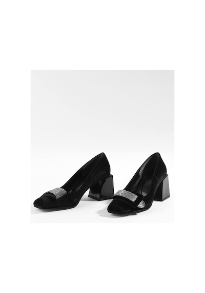 Paris Shoes Paris Siyah Kadife Klasik Topuklu Ayakkabı Z081-siyah Siyah