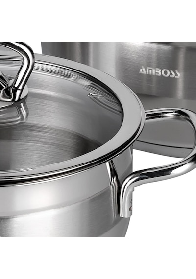Amboss Saphire Cam Kapaklı 6 Parça Tencere Seti Sap-4059