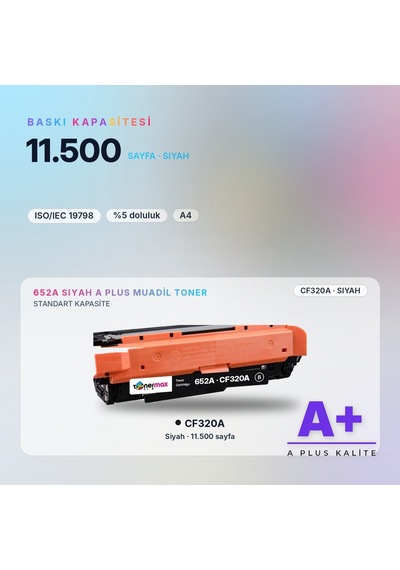 Hp 652a Cf320a Siyah Uyumlu Toner A Plus / Color Laserjet Enterprise M651 / Flow Mfp M680
