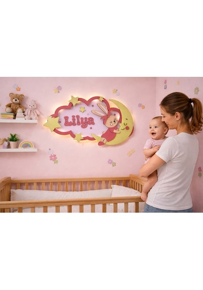 Tavşan Bebek Odası Kapı Süsü Gün Işığı