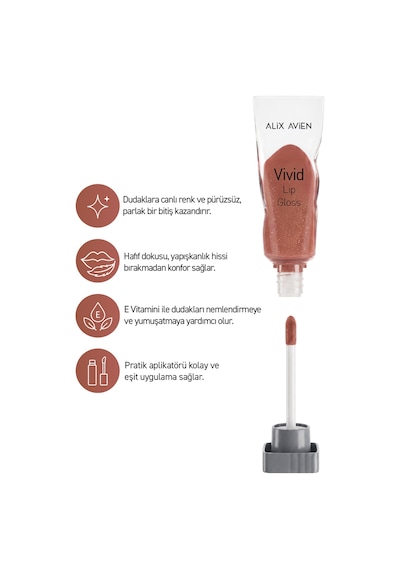 Parlak Bitişli Nemlendirici E Vitaminli Dudak Parlatıcı - Vivid Lipgloss 112 Light Mauve 0