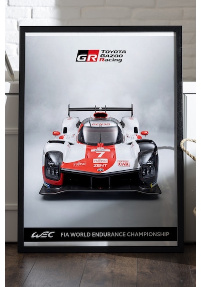 Toyota Gazoo Racing Siyah Ahşap Çerçeveli Poster, Dekoratif Araba Duvar Tablosu
