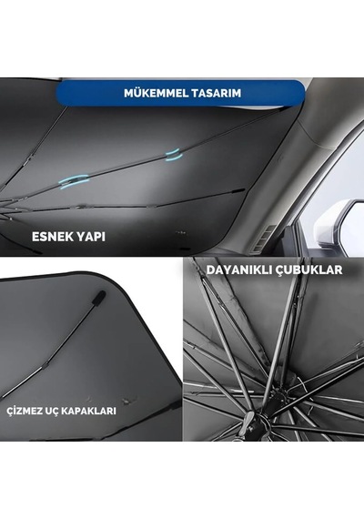 Güneş Işığından Koruyan Oto Şemsiye 145 Cm Uyumlu Toyota Yaris Vw Polo Kia Rio Diğer