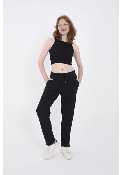Moda Assema Unisex Üç İplik Basic Eşofman Pantolon - Siyah Çok Renkli