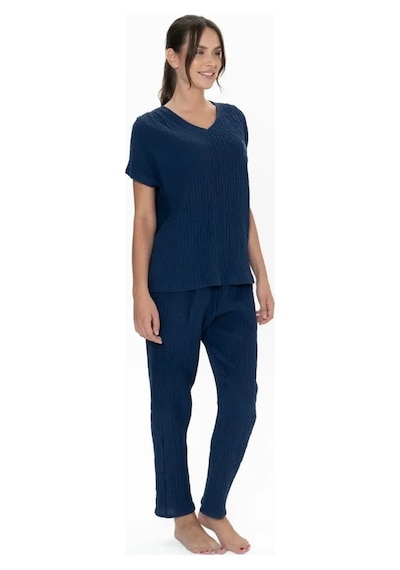 U.s. Polo Assn. Kadın Kısa Kollu V Yaka Alt Üst Pijama Takım Lacivert