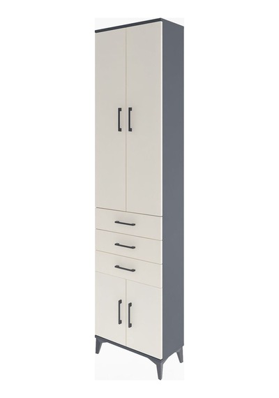 Arges Dolap 5 Raflı 3 Çekmeceli 4 Kapaklı 60x30x243 Antrasit-... Antrasit