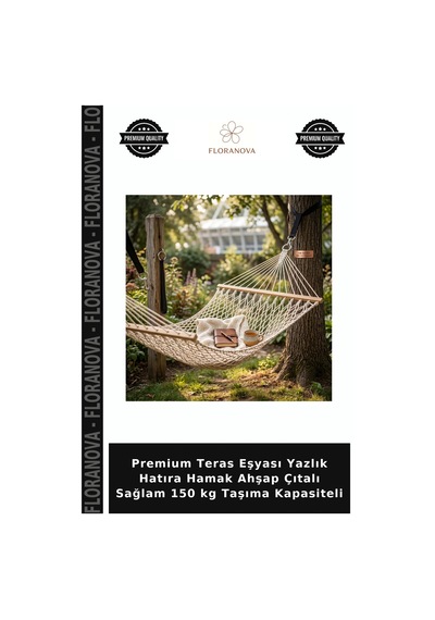 Premium Teras Eşyası Yazlık Hatıra Hamak Ahşap Çıtalı Sağlam 150 Kg Taşıma Kapasiteli Çok Renkli