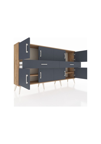 Arges Konsol 4 Raflı 2 Çekmeceli 8 Kapaklı 176x30x99 Çam-antrasit Çam-antrasit Arges Konsol 4 Raflı 2 Çekmeceli 8 Kapaklı 176x30x99 Çam-antrasit Çam-antrasit