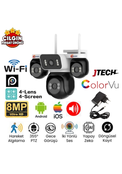 Esvision Es-5804 4kamera 8mp Wi-fi Model Ptz Akıllı Kamera