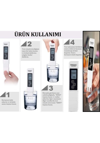Tds&ec Metre Su Ölçme Termometre Kaliteli Su İletkenlik Test Cihazı Topraksız Tarım