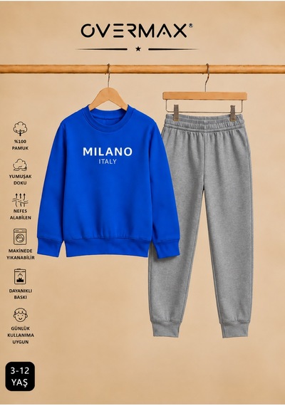 Overmax Milano Baskılı Çocuk Kapüşonsuz Sweatshirt Eşofman Takımı 3-12 Yaş Saks Mavi Üst-gri Alt - 918973686 Saks Mavi Üst-gri Alt Overmax Milano Baskılı Çocuk Kapüşonsuz Sweatshirt Eşofman Takımı 3-12 Yaş Saks Mavi Üst-gri Alt - 918973686 Saks Mavi Üst-gri Alt