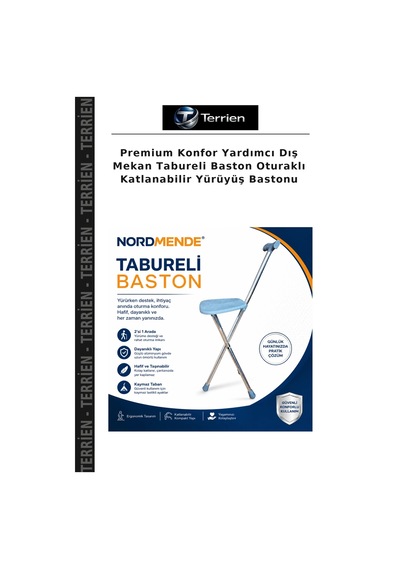 Premium Konfor Yardımcı Dış Mekan Tabureli Baston Oturaklı Katlanabilir Yürüyüş Bastonu