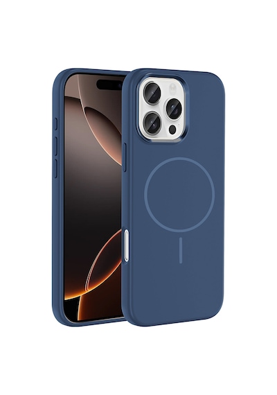Zore İphone 16 Pro Kılıf M-safe Şarj Özellikli Metal Kamera Çerçeveli Ogaa Edi Silikon Kapak - Lacivert
