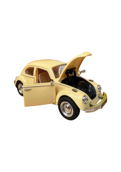 Nostaljik Beetle Vosvos Oyuncak Araba - 17cm Büyük Boy - Sesli Işıklı Ve Sürtmeli - Sarı Model Araba Çok Renkli