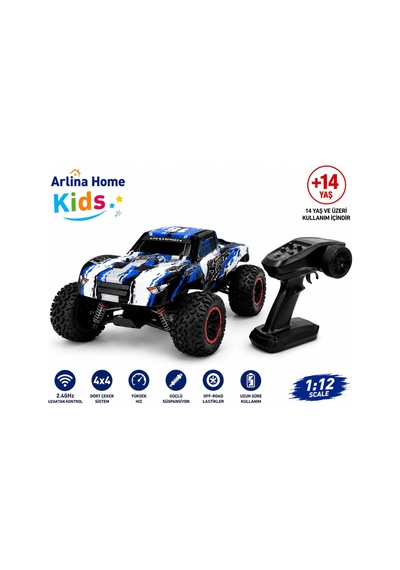 Off-road Vehicle 100 Km Hız Yapan Uzaktan Kumandalı Araba Mavi-beyaz