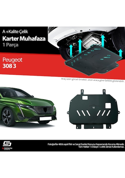 S-dizayn Peugeot 308 Çelik Karter Muhafaza Koruma 2021 Üzeri A+ Kalite