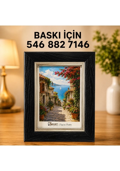 Gold Detaylı Siyah Çerçeveli Masaüstü Dekoratif Fotoğraf Çerçevesi