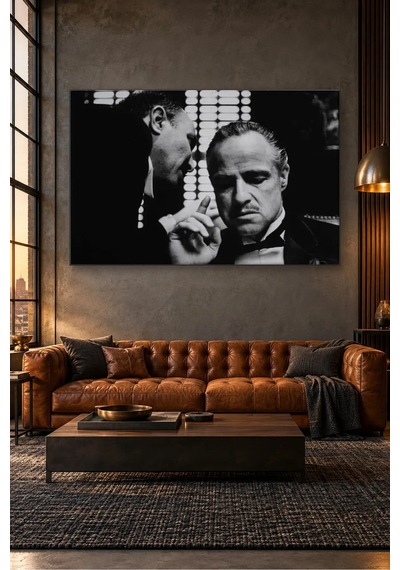 Fida Baba Filmi Fısıldaşma Sahnesi Siyah Beyaz Canvas Tablo Beyaz - Siyah