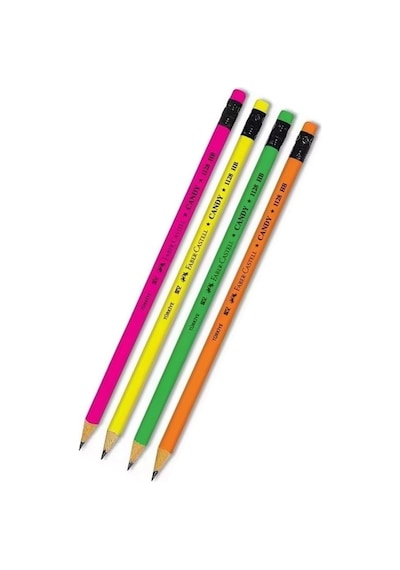 Kurşun Kalem Silgili 4 Adet Candy Hb Siyah Kurşun Kalem Silgili Kalem Neon Desenli Hb Kalem