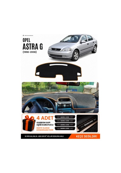 Opel Astra G 1998-2008 Uyumlu Torpido Örtüsü, Torpido Kılıfı - Siyah-kahverengi - Op002