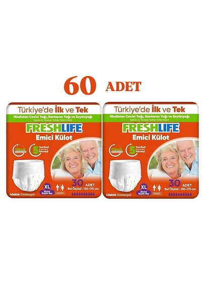 Netkal Freshlife Külot Xlarge Hasta Bezi 2 Paket 60 Adet