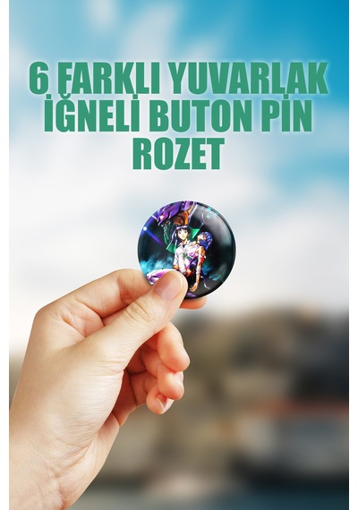Neon Genesis Evangelion Çanta Süsü Rozet İğneli Buton Rozet Seti 6 Adet Çok Renkli