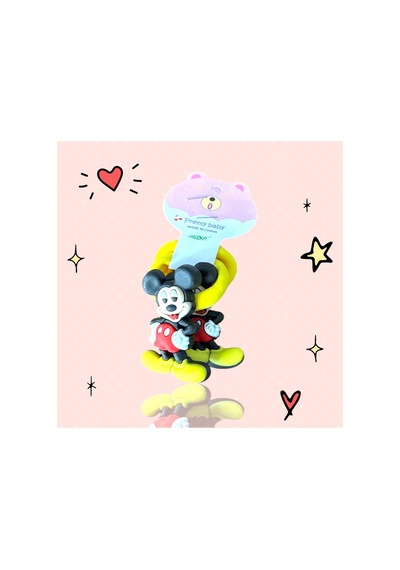 Takıtolia Mickey Mouse İkili 2'li Çiftli Lastikli Renkli Kız Çocuk Tokası Sarı