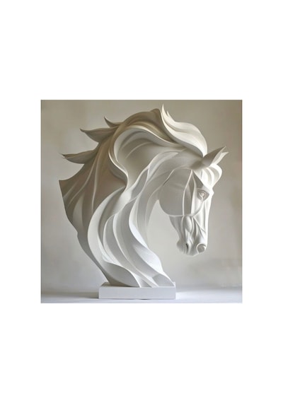 17cm Modern Soyut At Başı Heykeli 3d Baskı Dekoratif Biblo, Minimal & Lüks Tasarım