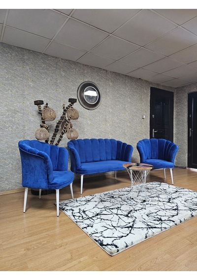 Papatya Çay Seti Koltuk Takımı Beyaz Boyalı Sivriltme Ayak, Balko 001