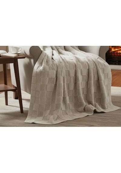 Merinos Fiona Stonecube Soft Battaniye 150x220 Bej Açık Bej