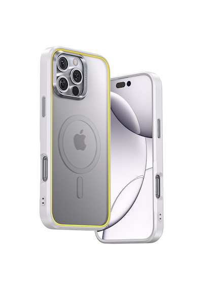 Aohi The Future Apple Uyumlu iPhone 16 Pro Kılıfı, Magsafe Telefon Kılıfı, Beyaz Şeffaf