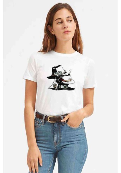 Anime One Piece Baskılı Beyaz Kadın Tshirt (534816792)