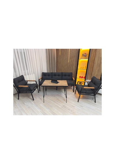 Houseart Açelya Balkon, Bahçe, Cafe - Salon - Metal Kanepe Koltuk Takımı 3+1+1 + Masa Antrasit Houseart Açelya Balkon, Bahçe, Cafe - Salon - Metal Kanepe Koltuk Takımı 3+1+1 + Masa Antrasit