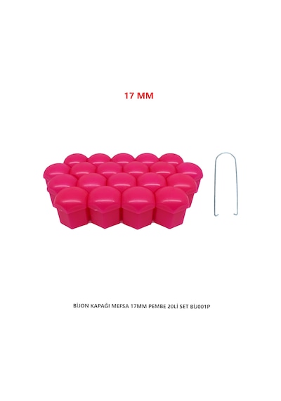 Bijon Kapağı Düz 17 Mm Pembe 20 Li Set