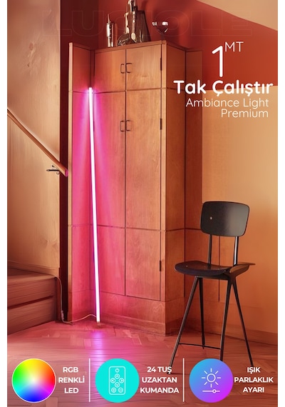 Rgb Led Strip Tube Light Lambader Uzaktan Kumandalı Işık Lamba Ampül Aydınlatma Renkli Animasyonlu8