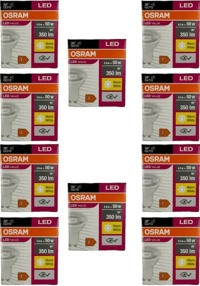 Osram Par16 4.5w 50w 2700k Sarı Işık Gu10 Duylu Led Spot 10 Adet