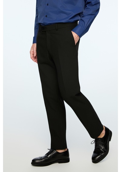 Morven Erkek Siyah Poliviskon Basic Düz Slim Fit Pantolon 26mc003026001 Siyah