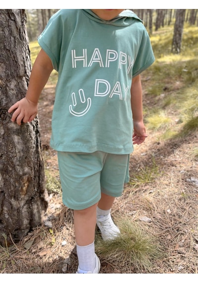 MiaBaby Kapüşonlu Yazlık Baskılı Takım 2404kpsnyzlyk mint
