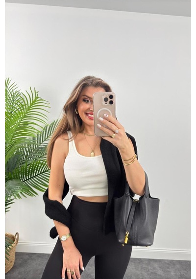 Butik Sıkılaştırıcı Toparlayıcı Şardonlu Yüksek Bel Tayt SiYAH