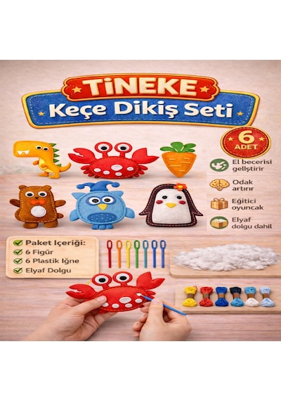 Tineke 6 Adet Çocuklar Için Kendin Yap Montessori Keçe Dikiş El Sanatları Seti 3 Yaş Üzeri Çocuklar Için 6  Pcs